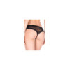 Tanga string ouvert noir maille transparente et dentelle 